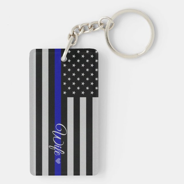 Police Wife Flag Key Ring (Back)