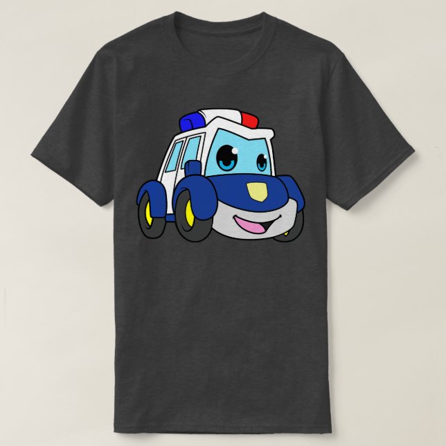 Police with blue light and siren T-Shirt (Design Front)