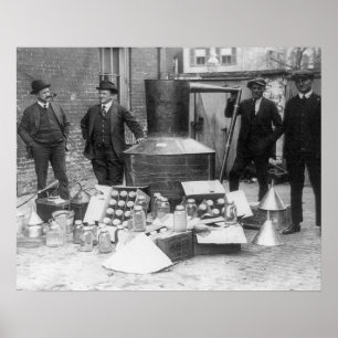 Police With Confiscated Still, 1922. Vintage Photo Poster
