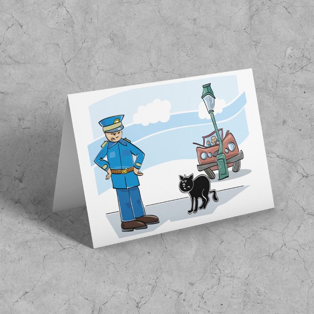 Policeman And A Black Cat Card (Creator Uploaded)