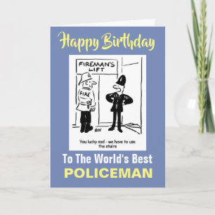 Policeman and Fireman Joke  - Happy Birthday Card