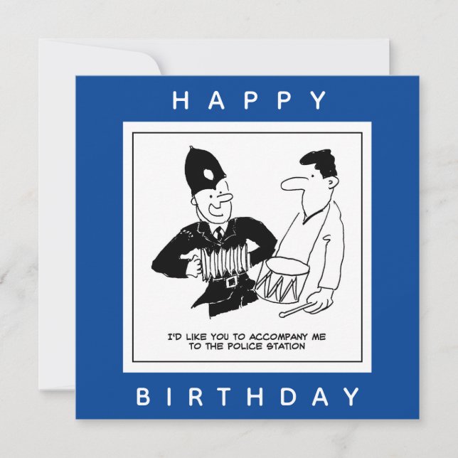 Policeman asks Man to accompany him￼ Cartoon Card (Front)