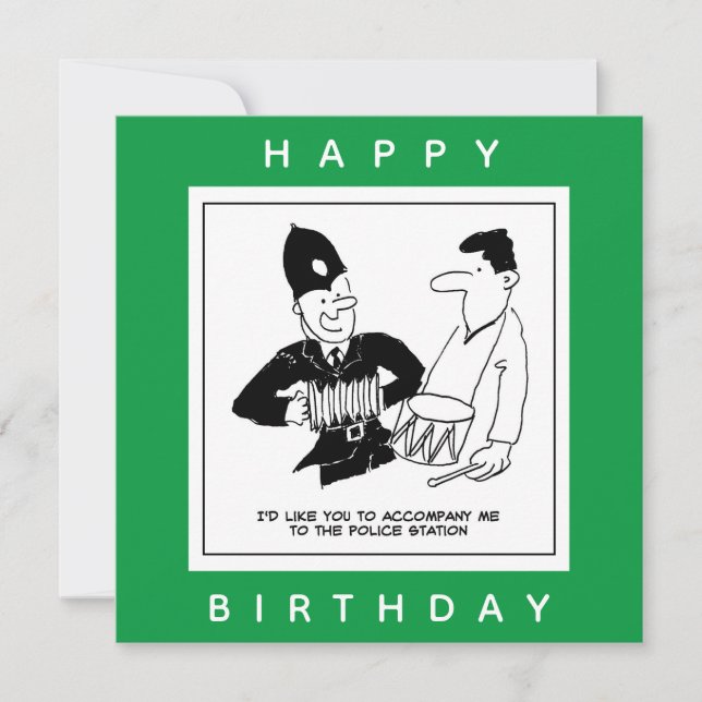 Policeman asks Man to accompany him￼ Cartoon Card (Front)