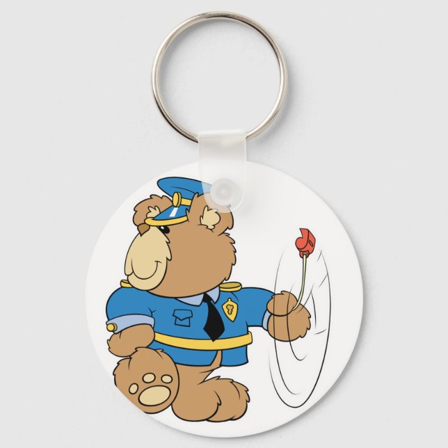 Policeman Cop Bear Key Ring (Front)