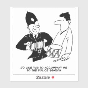 Policeman has Accordion Cartoon.