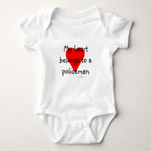 Policeman Heart T-shirt Baby Bodysuit