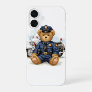 Policeman on Duty, Teddy and Motorcycle by Natasha iPhone 16 Case