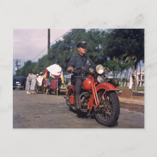 Policeman on old Motorcycle 1939 Vintage photo Postcard