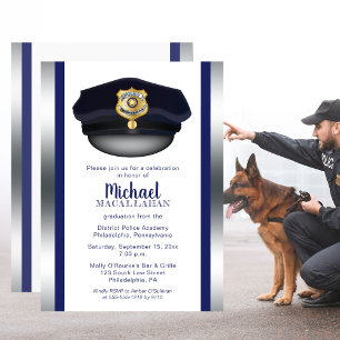 Policeman Police Cop Hat Graduation Party Invitation