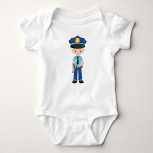 Policeman, Police Officer, Cop, Blonde Hair Baby Bodysuit