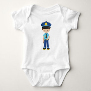 Policeman, Police Officer, Cop, Brown Hair Baby Bodysuit