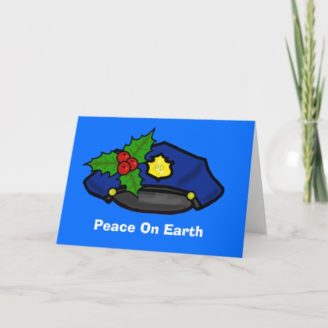 Policeman's Cap Christmas Card to Customise (Front)