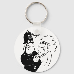 Policeman's Cuckoo Clock Helmet. Funny Cartoon Key Ring
