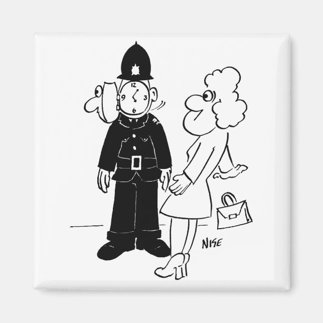 Policeman's Cuckoo Clock Helmet Magnet (Front)