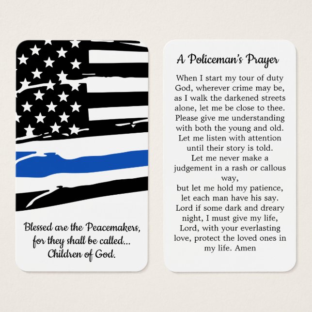 Policeman's Prayer Card Law Enforcement Officer (Front & Back)
