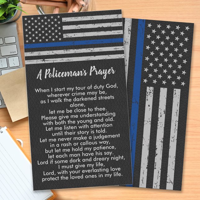 Policeman's Prayer Rustic Faux Leather Police Business Card (Creator Uploaded)