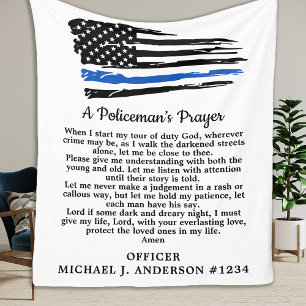 Policeman's Prayer Thin Blue Line American Flag Fleece Blanket