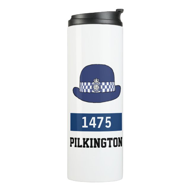 Policewoman Gift. UK Police Officer WPC Hat Thermal Tumbler (Rotated Left)