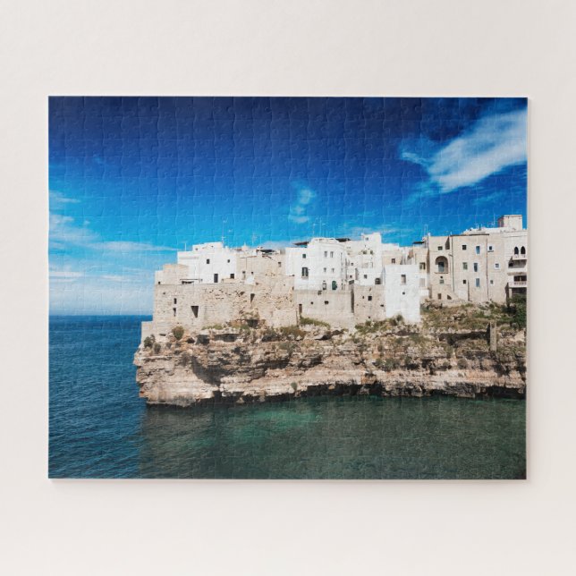 Polignano a Mare houses on a cliff in Puglia Jigsaw Puzzle (Horizontal)
