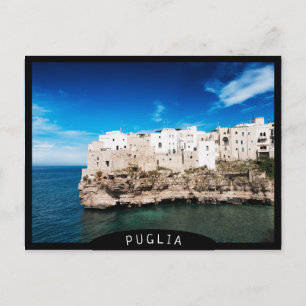 Polignano a Mare houses on a cliff in Puglia Postcard