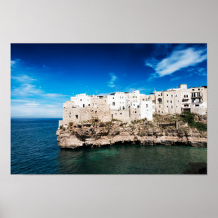 Polignano a Mare houses on a cliff in Puglia Poster