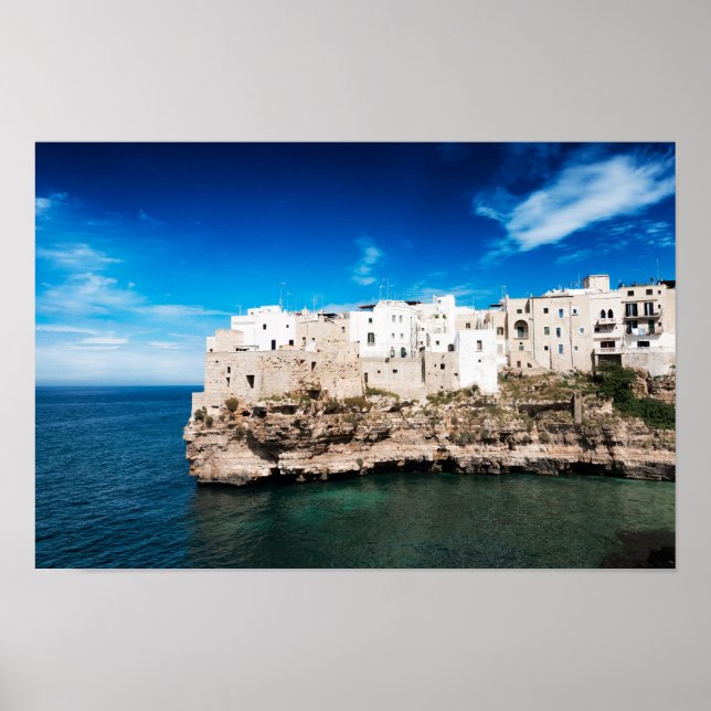 Polignano a Mare houses on a cliff in Puglia Poster (Front)