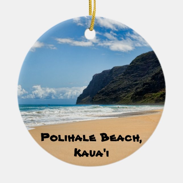 Polihale Kaua'i Keepsake Ceramic Tree Decoration (Front)