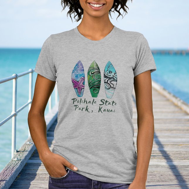 Polihale Kauai Watercolor Surfboards T-Shirt (Creator Uploaded)