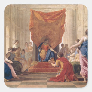 Poliphilus Kneeling before Queen Eleuterylida Square Sticker