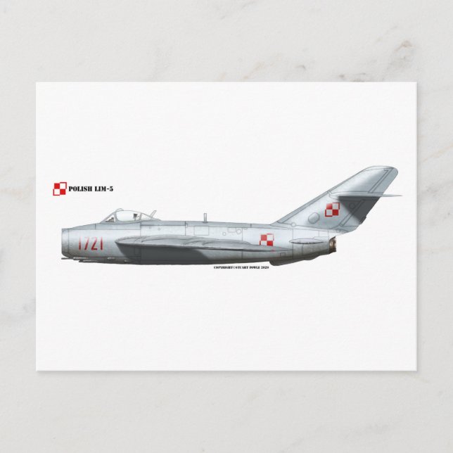 Polish Air Force LIM-5 (MiG-17) Fresco Postcard (Front)