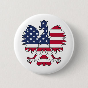 Polish American Eagle 6 Cm Round Badge