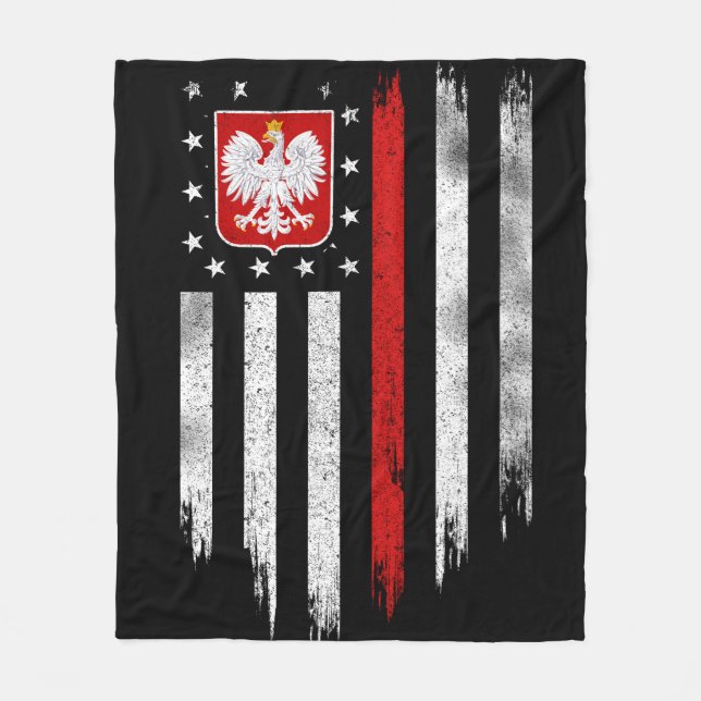 Polish American Flag Combo Poland Usa Polska Fleece Blanket (Front)