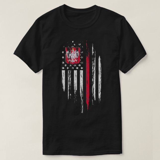 Polish American Flag Combo Poland USA Polska Patri T-Shirt (Design Front)