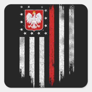 Polish American Flag Combo Poland Usa Polska Square Sticker