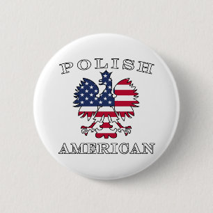 Polish American Flag Eagle 6 Cm Round Badge