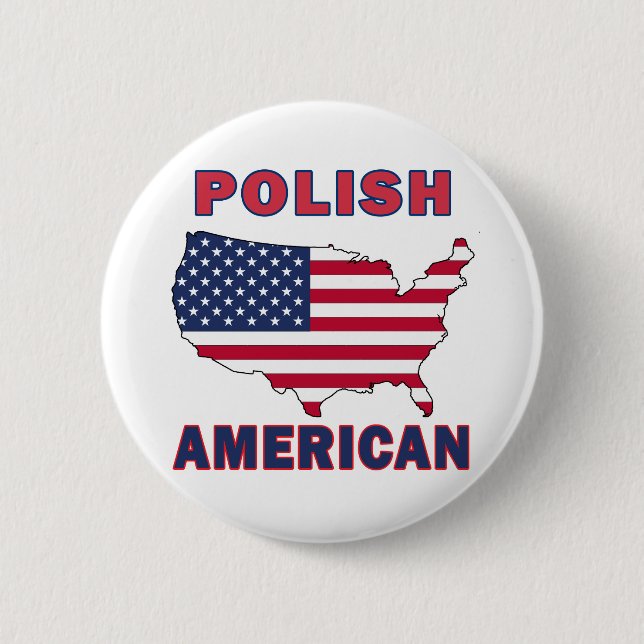Polish American Map 6 Cm Round Badge (Front)