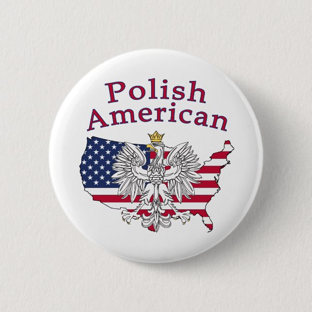 Polish American Map 6 Cm Round Badge (Front)