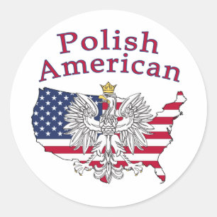 Polish American Map Classic Round Sticker