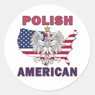 Polish American Map Classic Round Sticker
