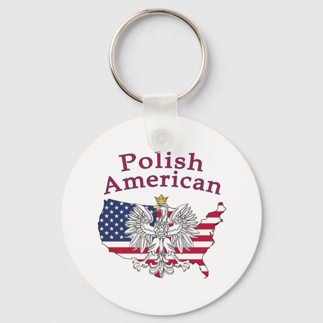 Polish American Map Key Ring (Front)