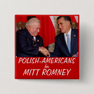 Polish Americans for Mitt Romney 15 Cm Square Badge