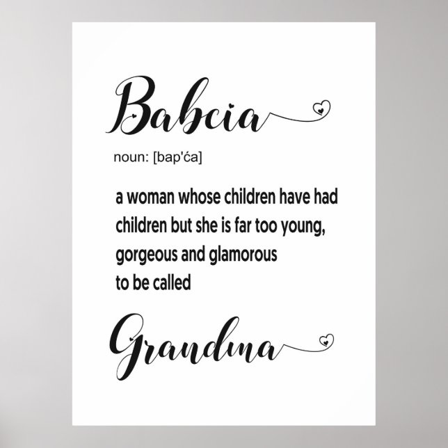 Polish Babcia Grandma Gift Poster (Front)