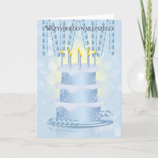Polish Birthday Cake And Candles Card (Front)