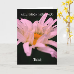 Polish Birthday Card Sto Lat White Daisy