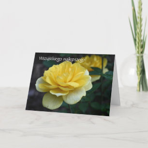 Polish Birthday Card Sto Lat Yellow Rose