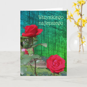Polish Birthday Sto Lat Red Roses Card