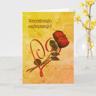 Polish Birthday Sto Lat Red Roses Heart Card