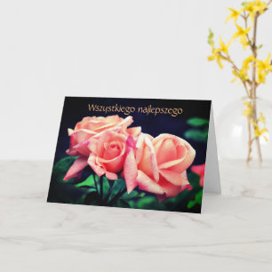 Polish Birthday Sto Lat Rosebuds Floral  Card