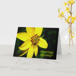 Polish Birthday Sto Lat Sunflower  Card