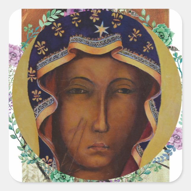 Polish Black Madonna Czestochow Virgin Art Square Sticker (Front)